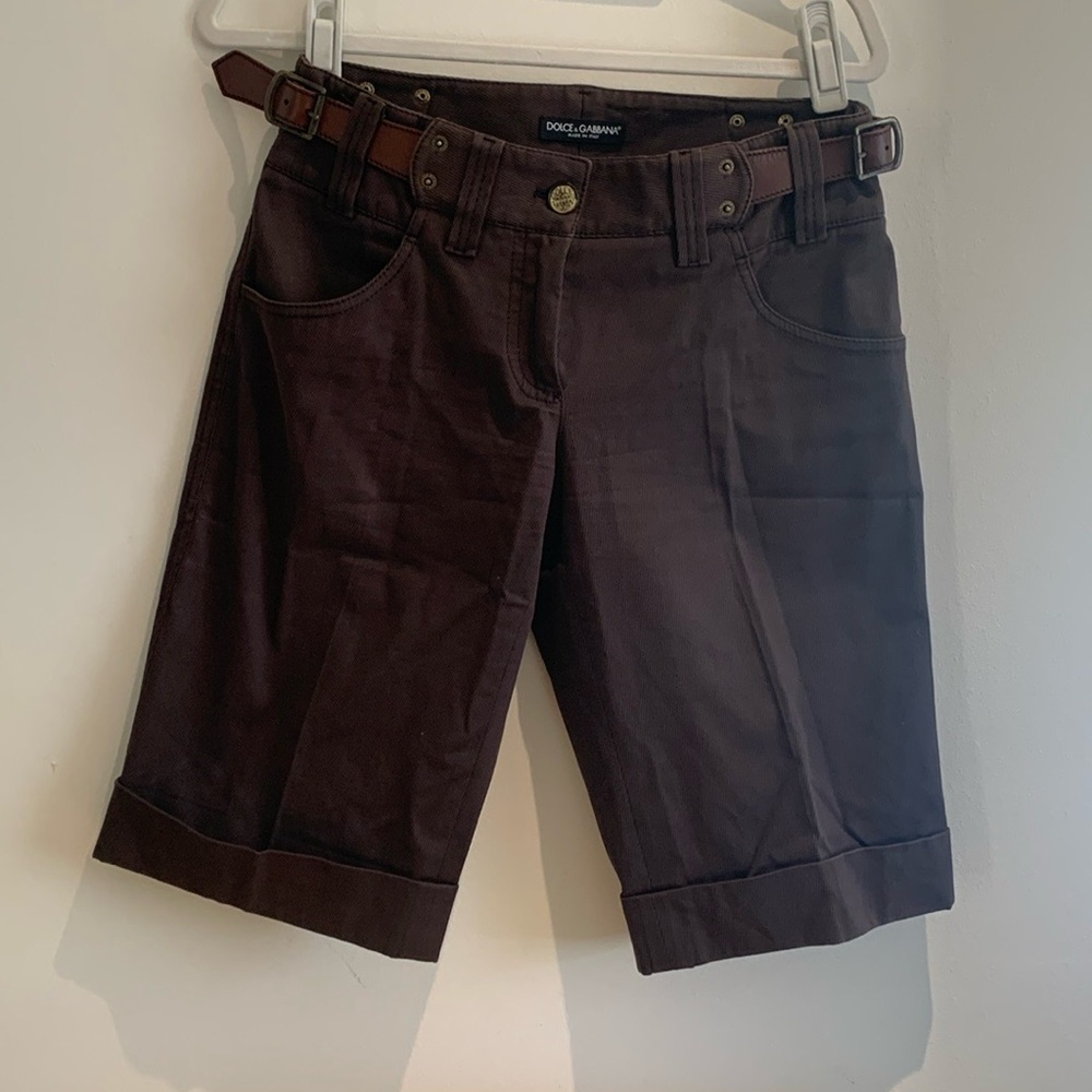 Dolce & Gabbana Bermuda shorts 42 brown with leather design